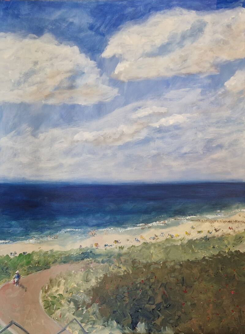 'city &amp; beach of Domburg' 1-2 L acryl op canvas 75*55