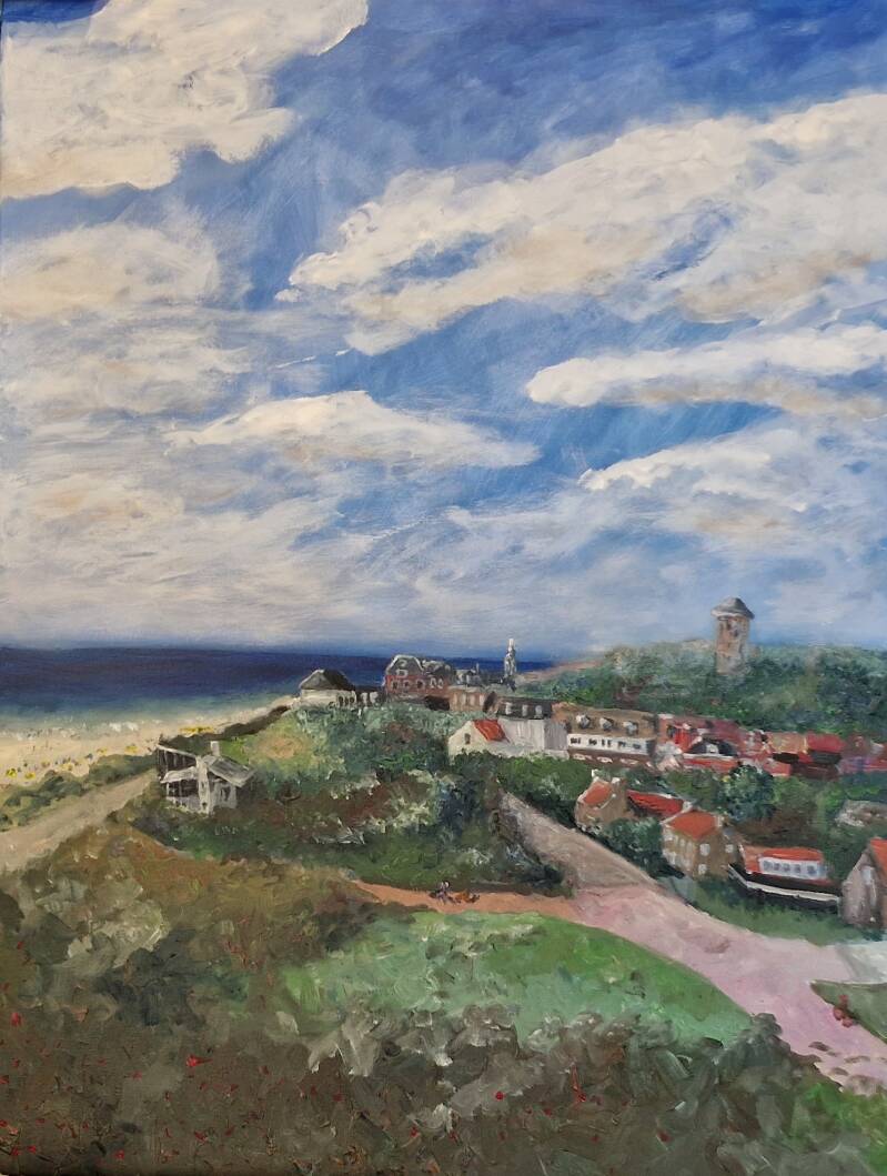 'city &amp; beach of Domburg' 2-2 R acryl op canvas 75*55