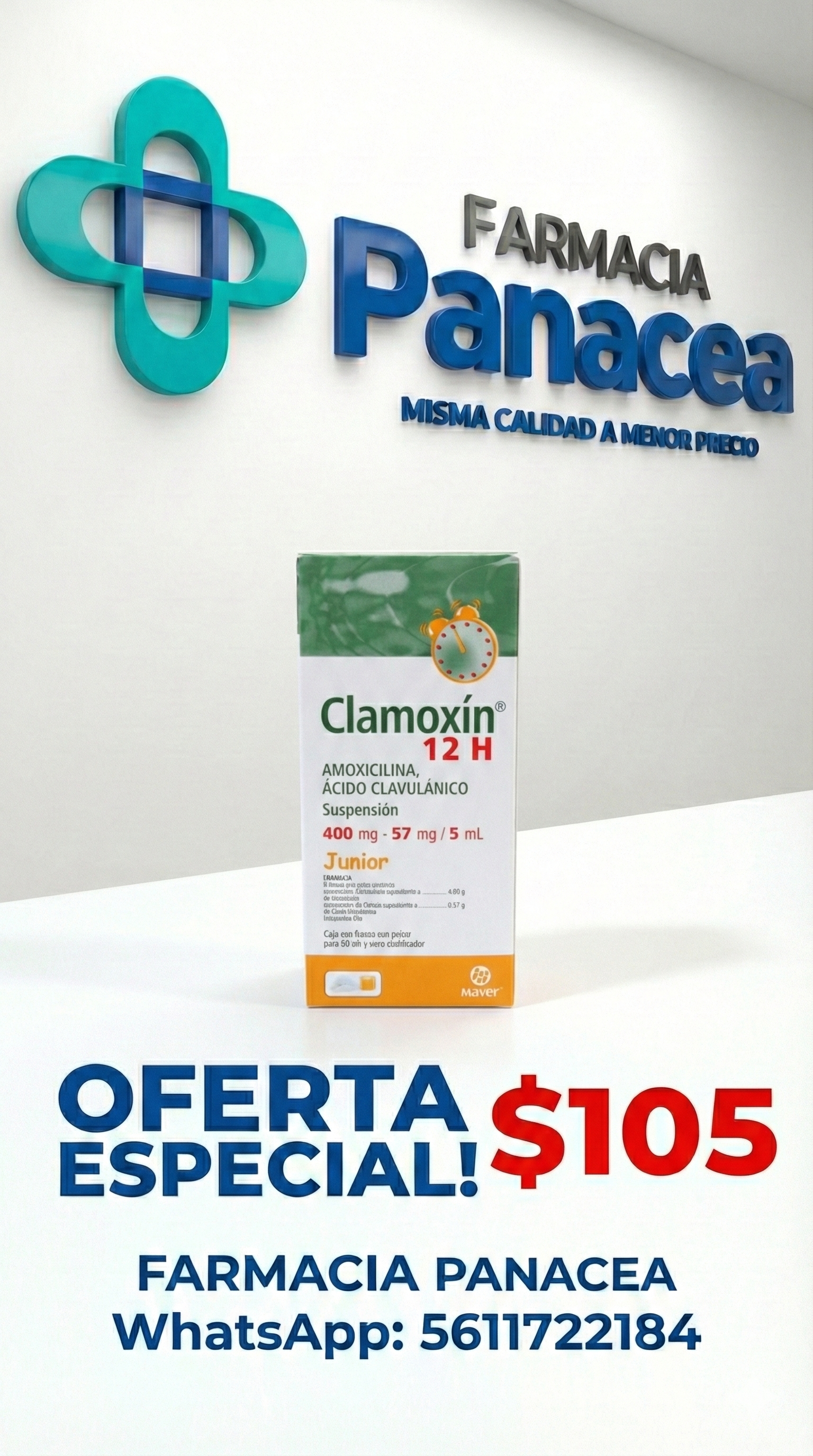 AMOXICILINA, ÁCIDO CLAVULÁNICO 400 mg/57 mg/5 ml