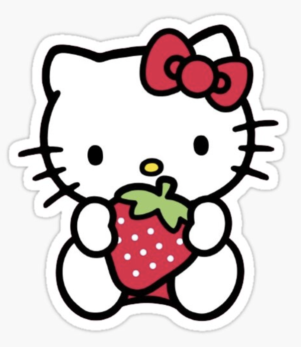 HELLO KITTY STRAWBERRY VYNIL STICKER