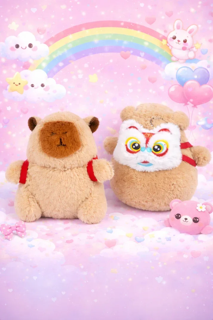 Porte-clé Capybara Kawaii avec sac chat porte-bonheur