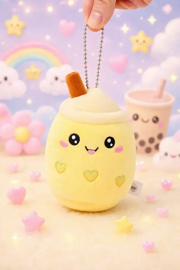 🍋🧋✨ Porte-clé Bubble Tea Citron 💛🌈