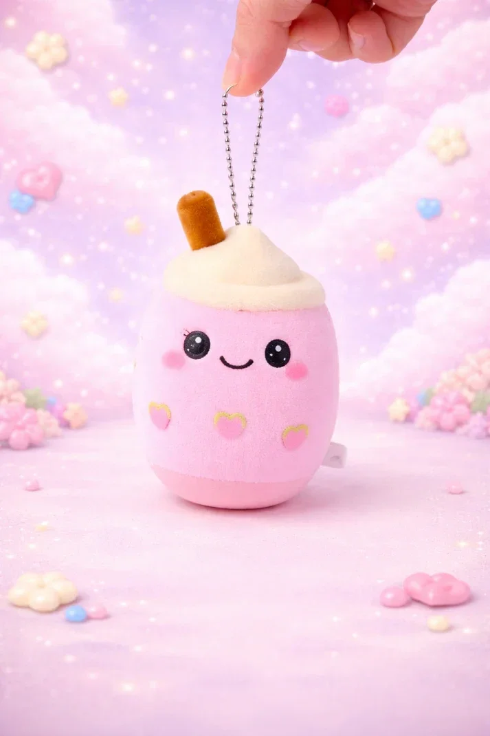 🍓🧋✨ Porte-clé Bubble Tea Fraise 💖🌈