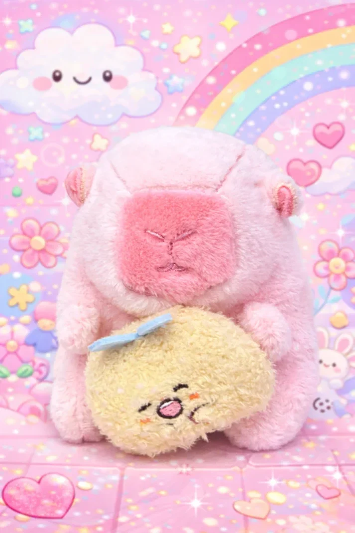 Porte clé bébé capybara rose