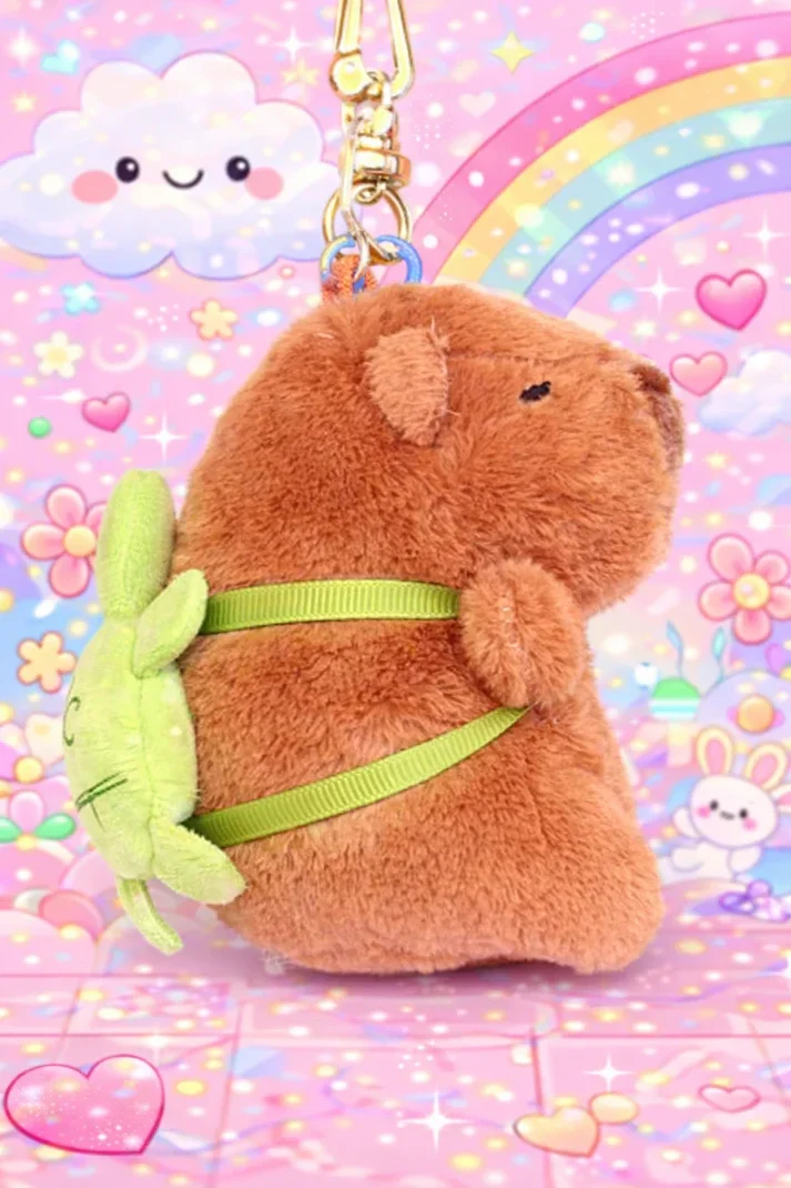 Porte-clé capybara avec sac à dos tortue
