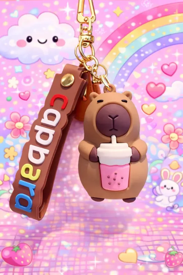🐹🧋✨ Porte-clé Capybara Bubble Tea 💖🌈