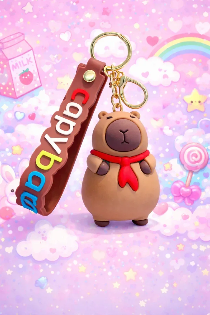 🐹🧣✨ Porte-clé Capybara Écharpe Rouge ❤️💫