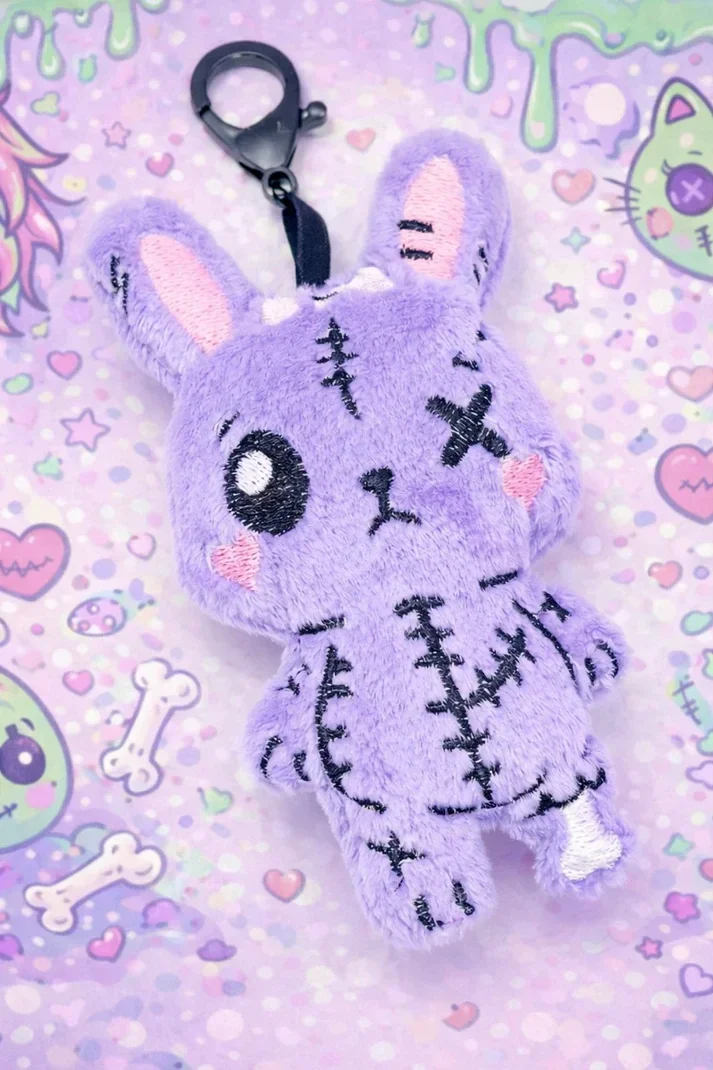 🐰🧟‍♂️💜✨ Porte-clé Lapin Zombie Kawaii Violet 🌸💀