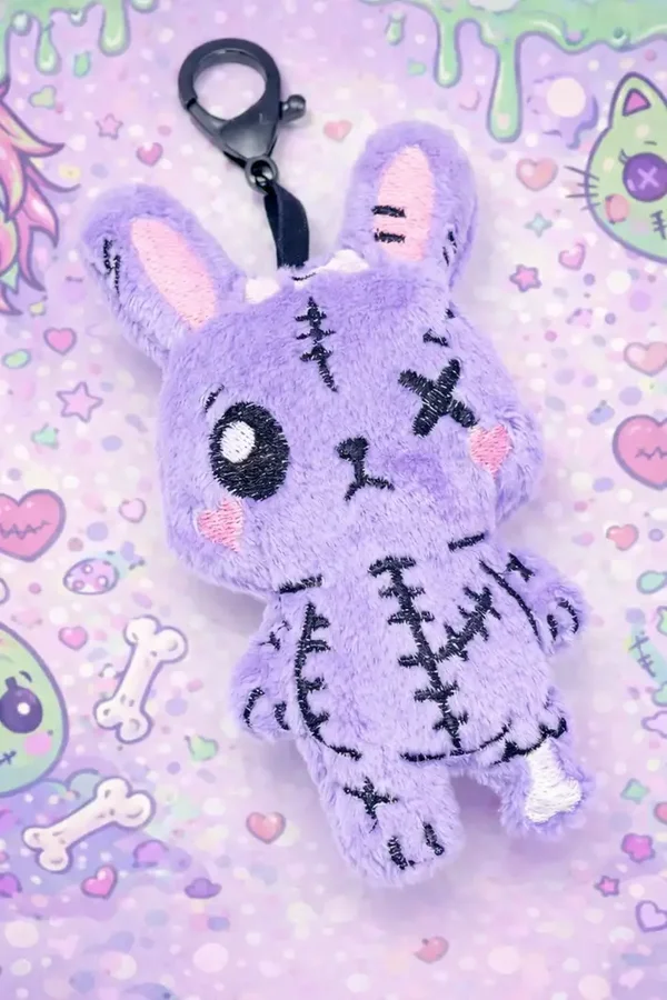 🐰🧟‍♂️💜✨ Porte-clé Lapin Zombie Kawaii Violet 🌸💀