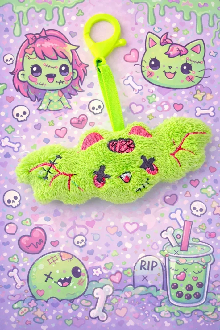 🦇🧟‍♂️✨ Porte-clé Chauve-souris Zombie Kawaii 💜💀