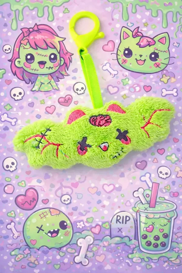 🦇🧟‍♂️✨ Porte-clé Chauve-souris Zombie Kawaii 💜💀