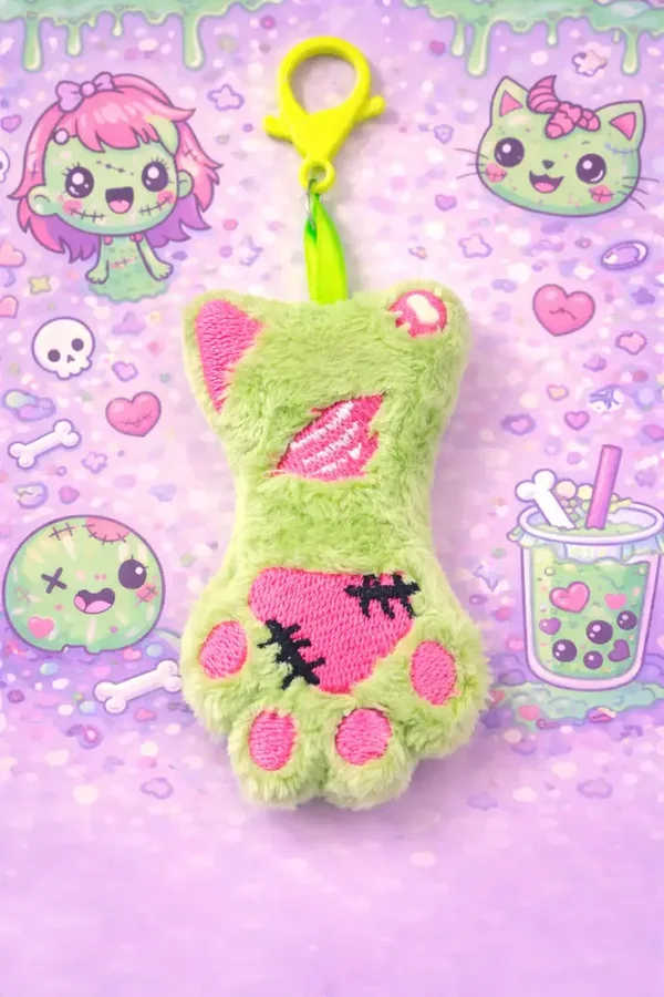 🐾🧟‍♂️✨ Porte-clé Patte Zombie Kawaii 💜💀