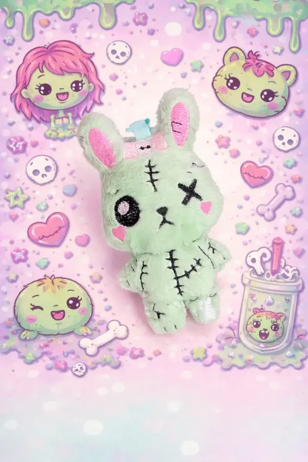 🐰🧟‍♂️✨ Porte-clé Lapin Zombie Kawaii 💜💀