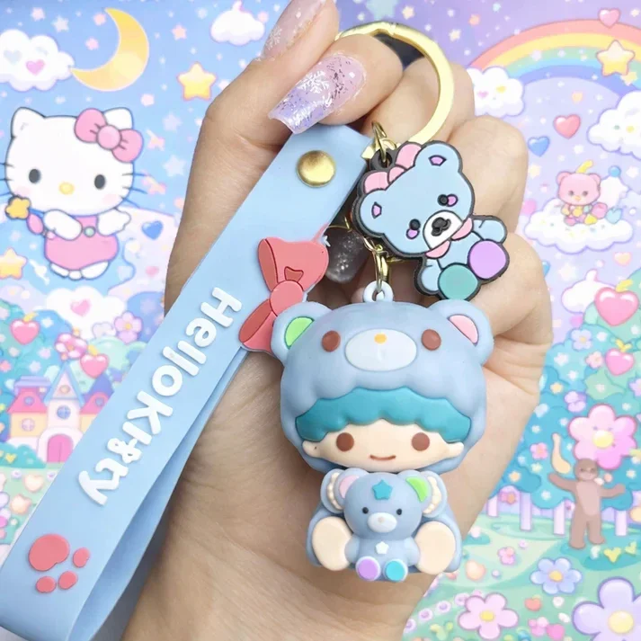 Porte-clé Gemini Male Sanrio Hug Style bleu avec dragonne Hello Kitty