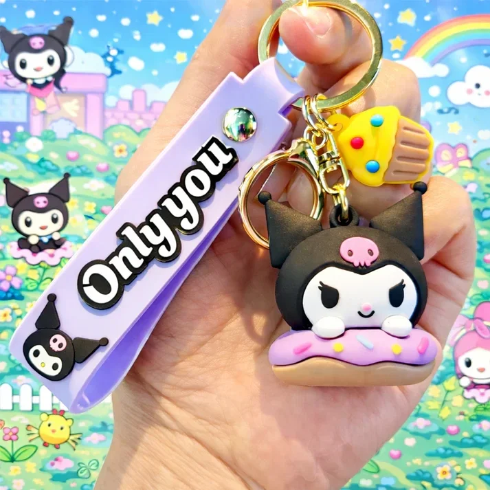 Porte-clé Kuromi kawaii donut avec dragonne “Only You”