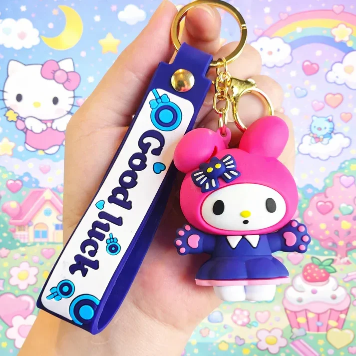 Porte-clé My Melody kawaii rose avec dragonne “Good Luck”