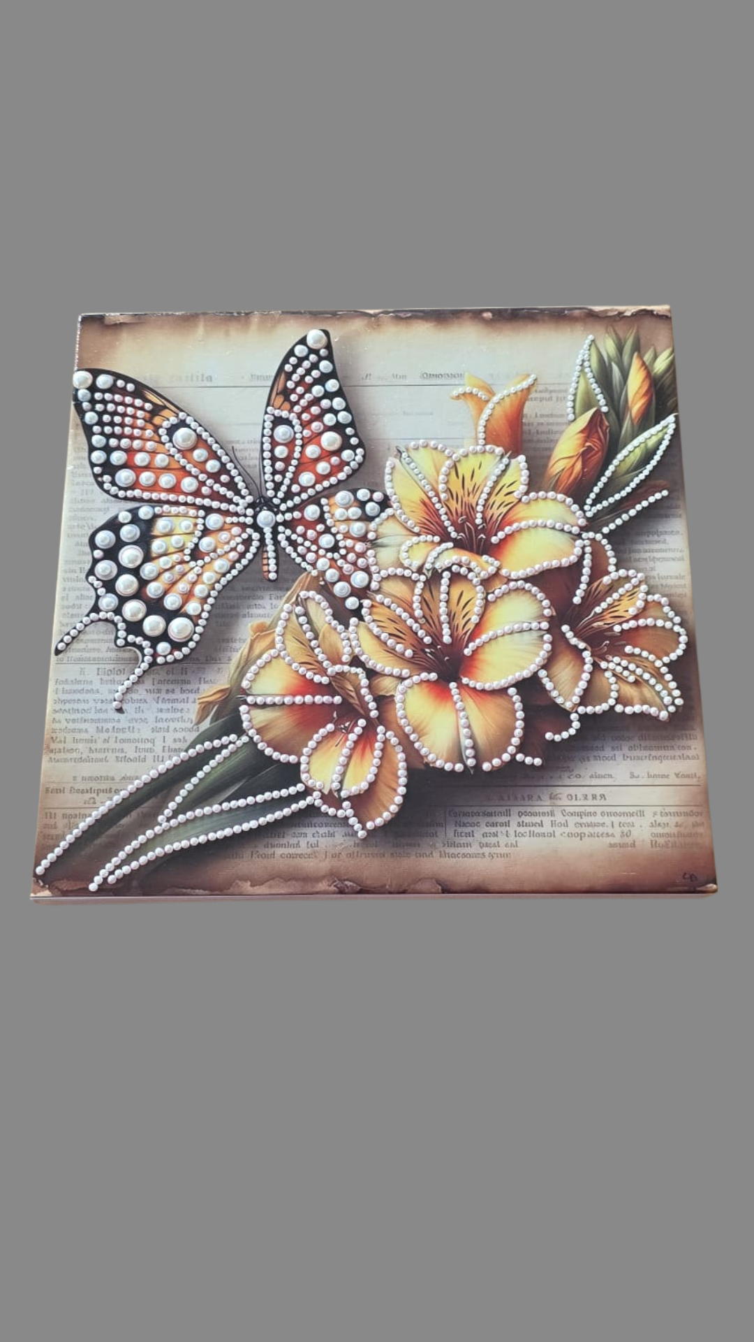 Goldener Blütenzauber | Schmucksteinbild 25 × 25 cm