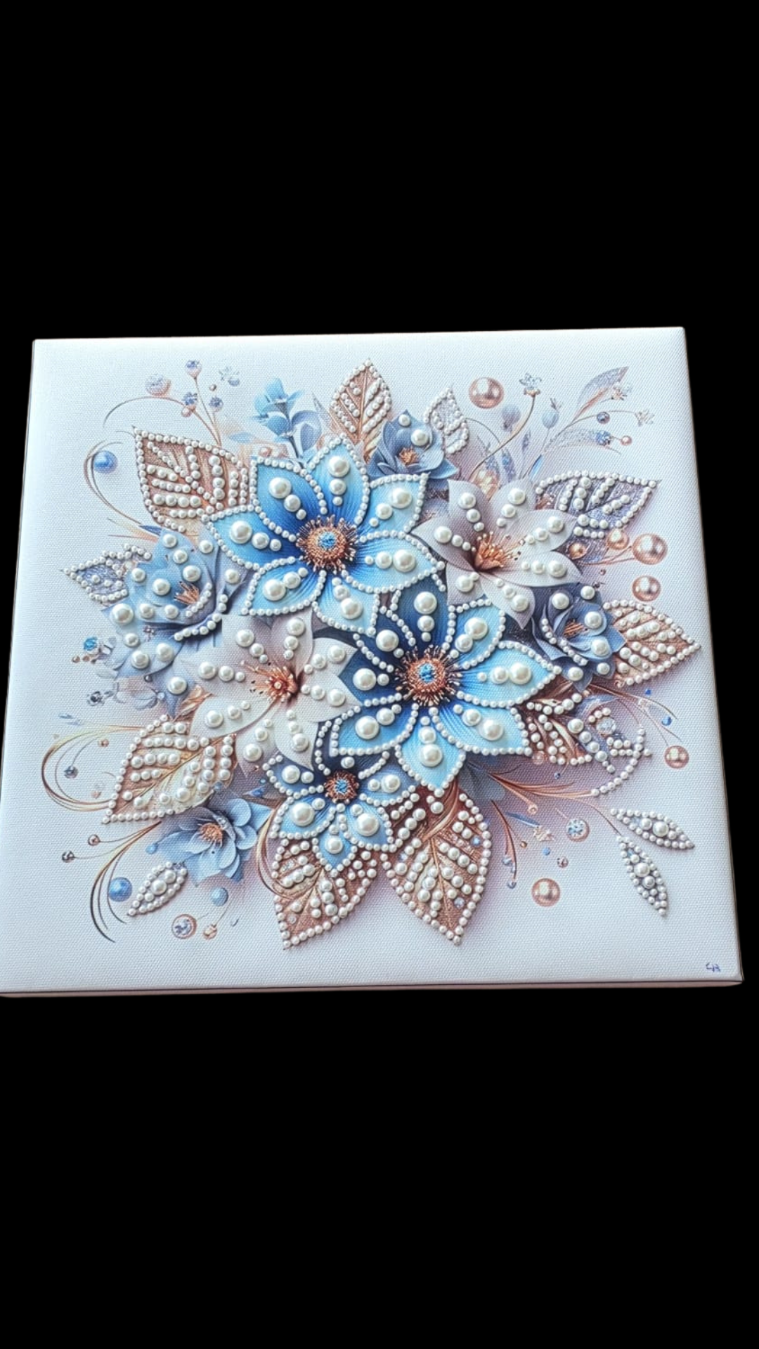 Perlenblüte | Schmucksteinbild 25 × 25 cm