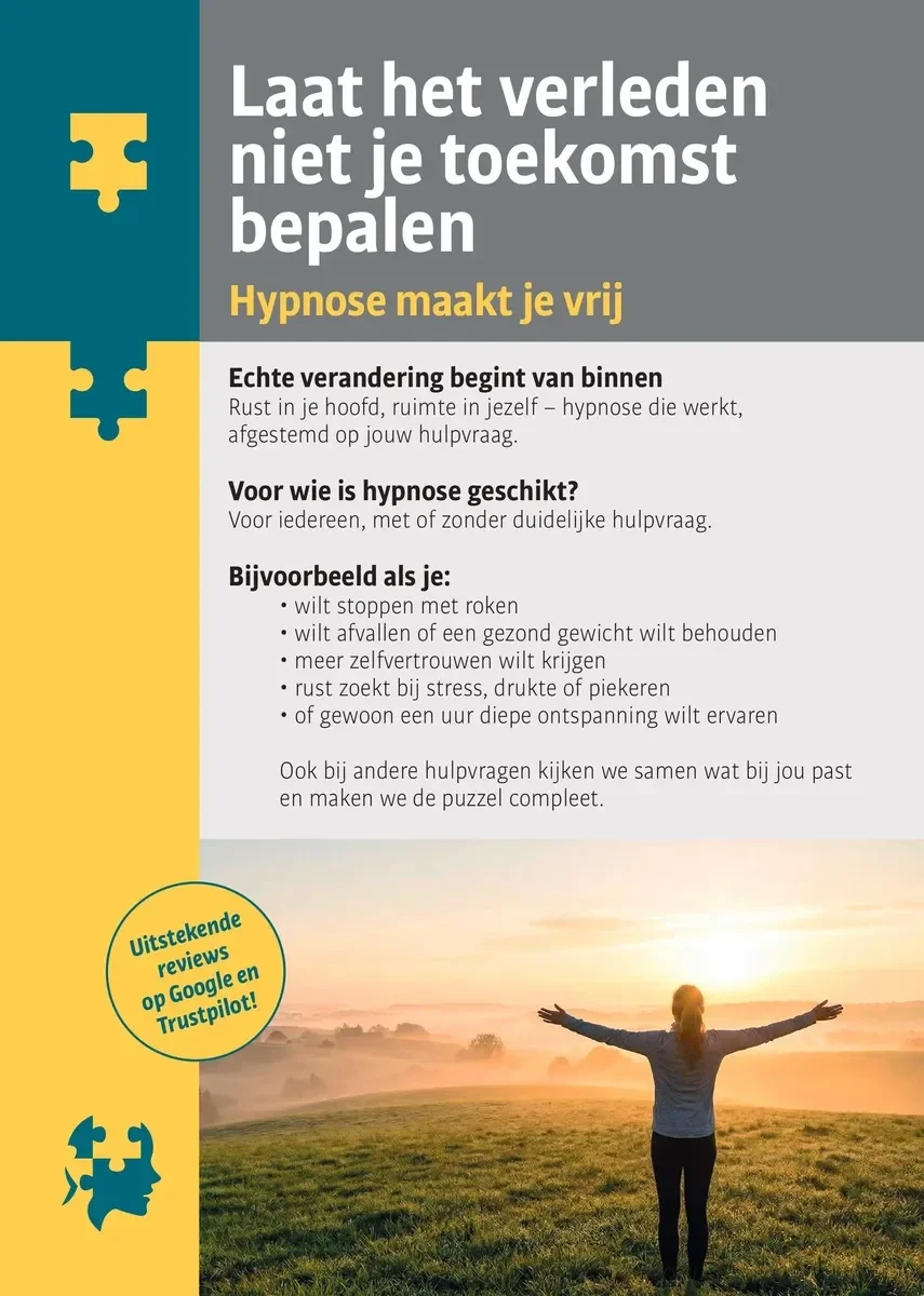 Voorkant flyer Hypnosepraktijk Gelderland