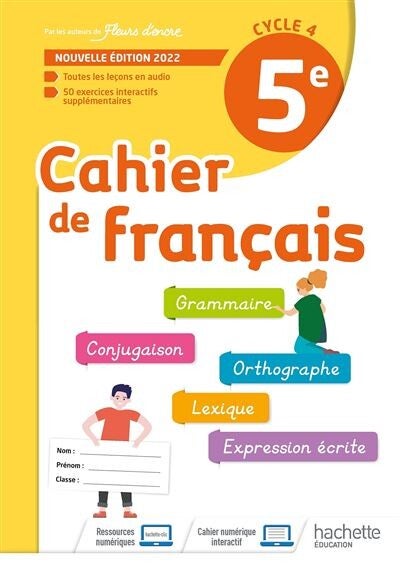Cahier de Français cycle 4/5e - cahier d'activités