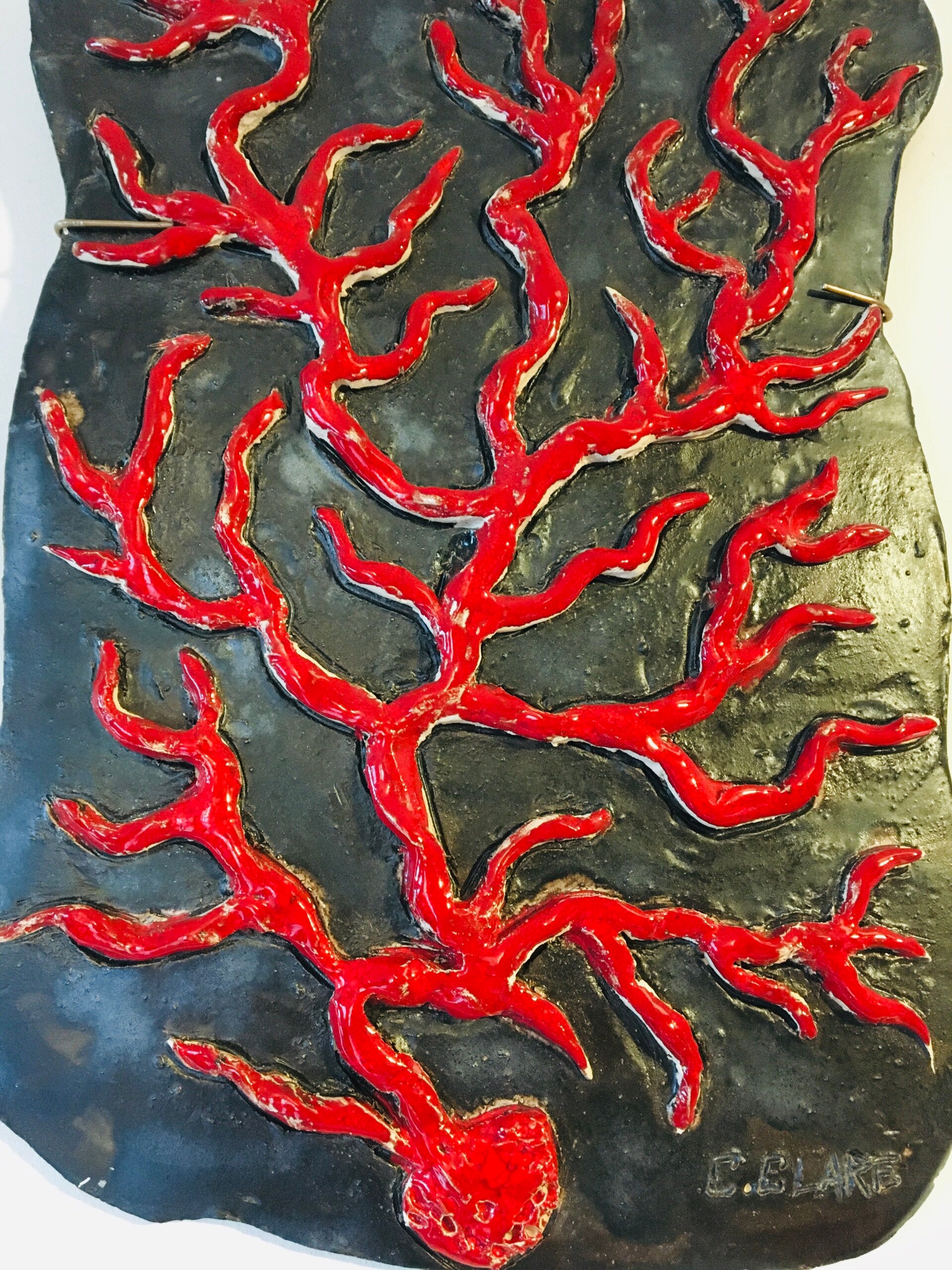 Sculpture céramique "Corail" 34 x 23 x 1 cm , pièce unique