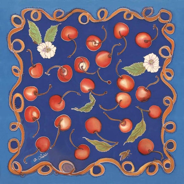 Foulard cerises (90 x 90 cm)