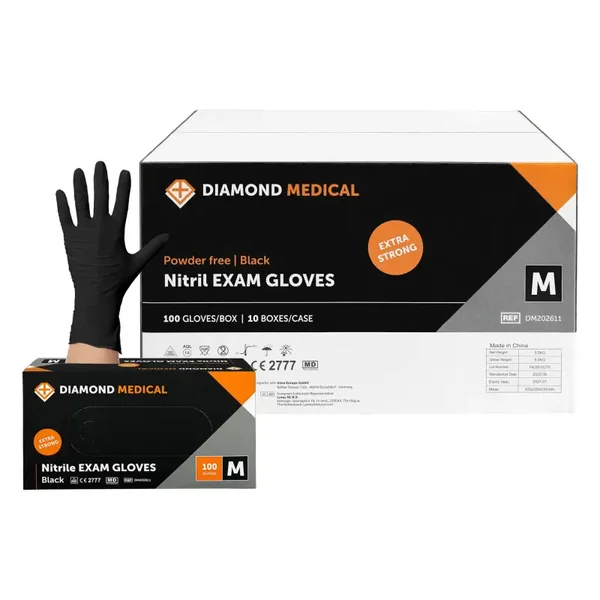 Diamond Medical Nitril handschoenen zwart EXTRA STERK 100 stuks