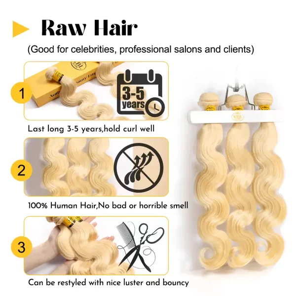 Lux Body Wave Raw Human Hair 3 Bundle Deal