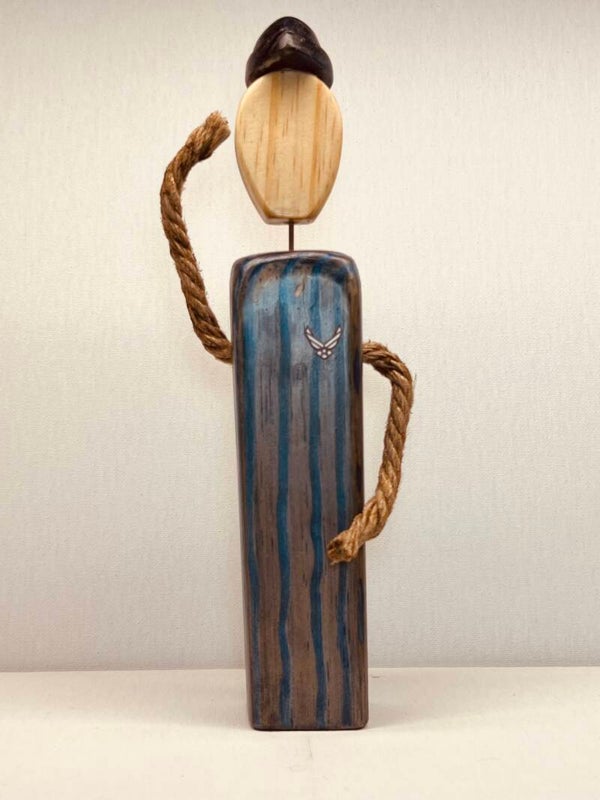 Air Force Airman hand carved wood figurine