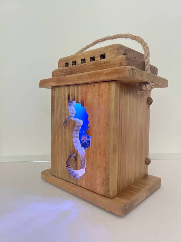 Wood Lantern with Sea Hourse and Star Fish images
