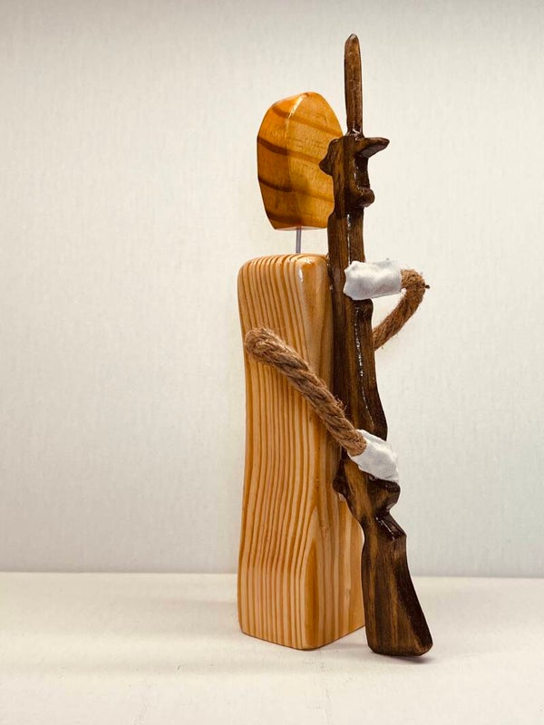 Marine female hand carved wood figurine