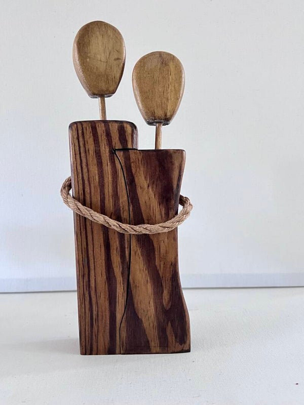 Couple in love hand made unity wood figurine