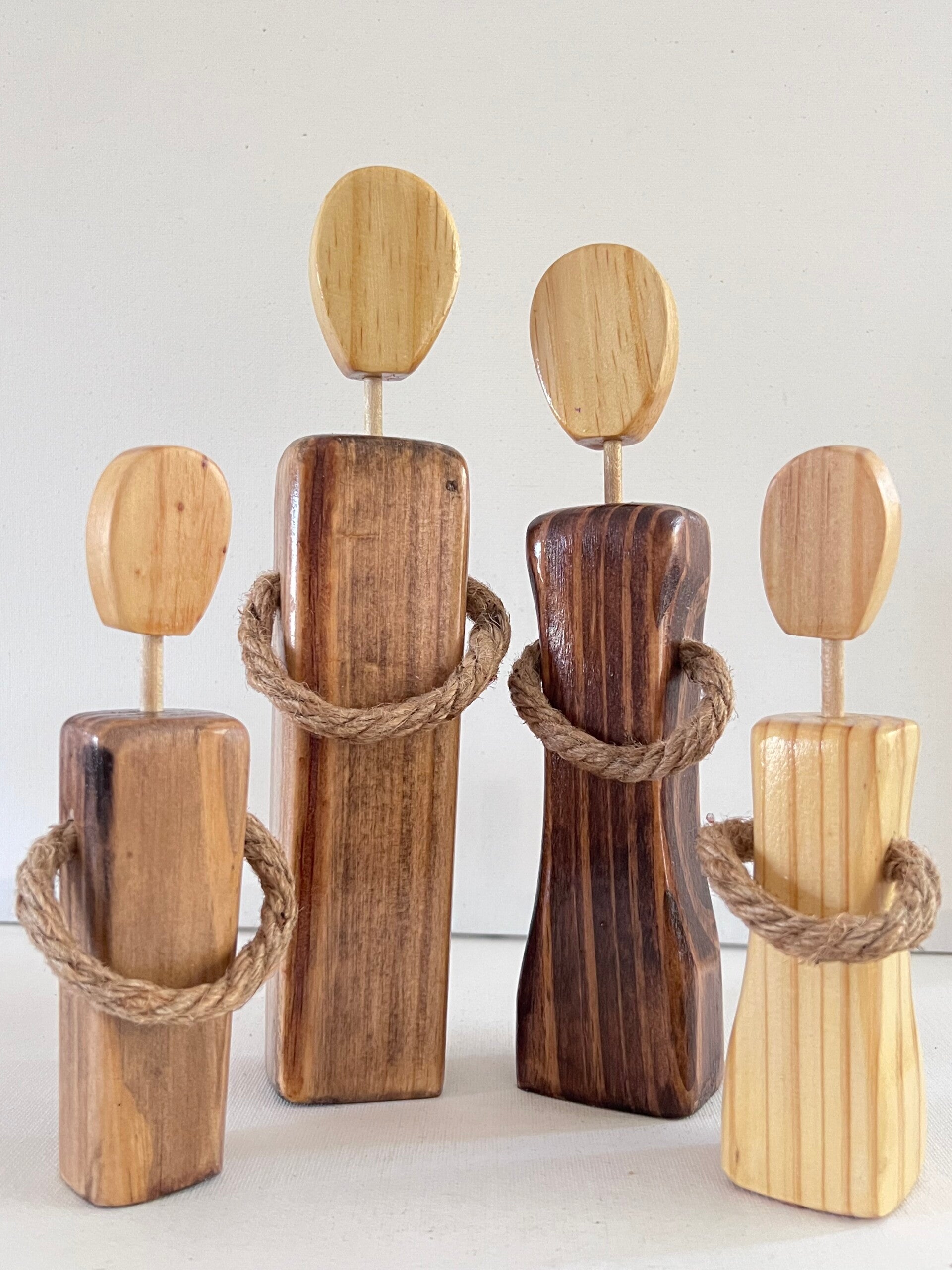 Handcrafted Wooden Family Figurines