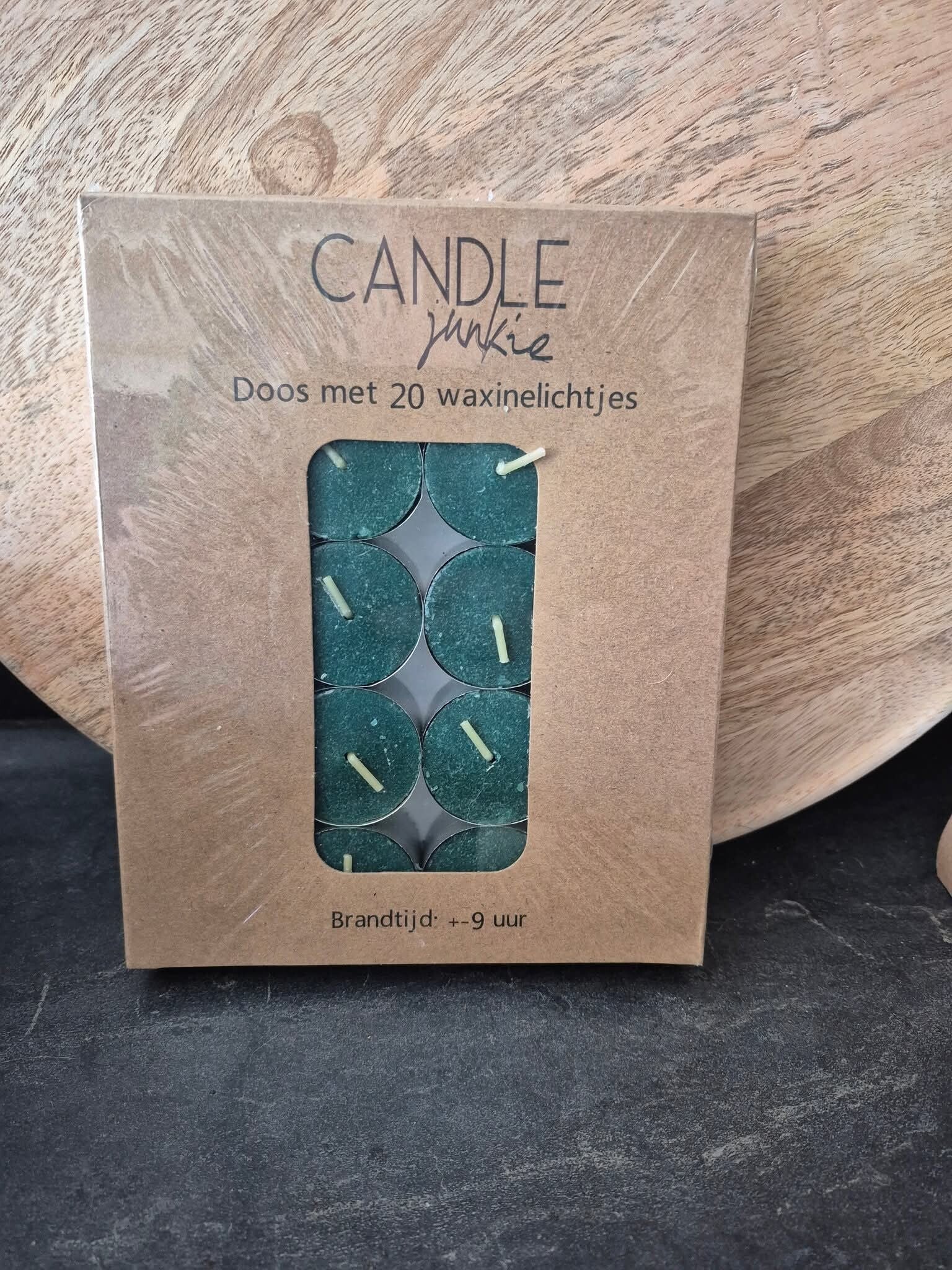 Candle junkie waxinelichten donk groen