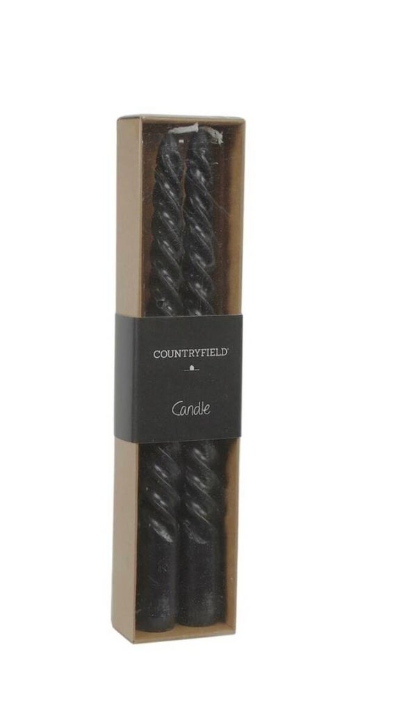 Countryfield dinerkaarsen Twirly zwart
