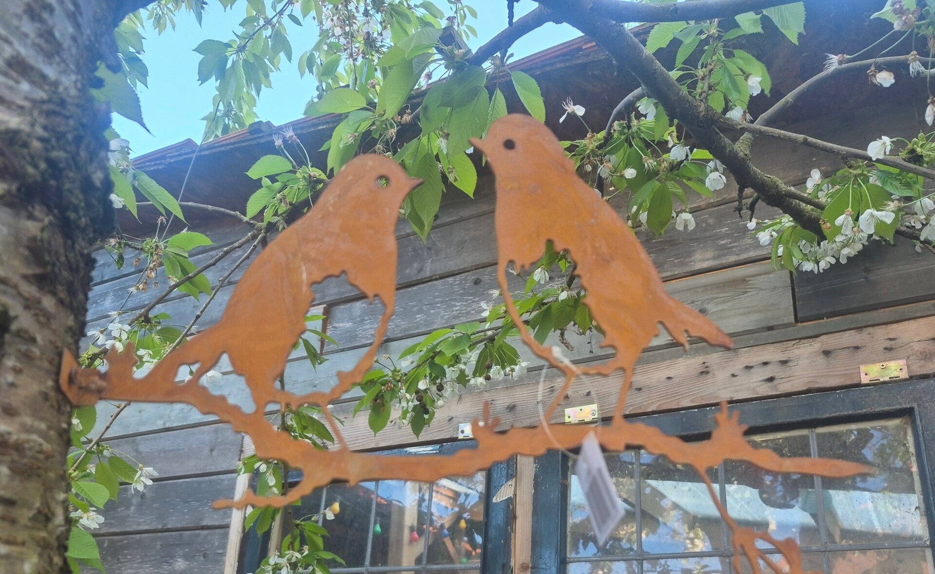 Metalen  2 vogels op 1 tak