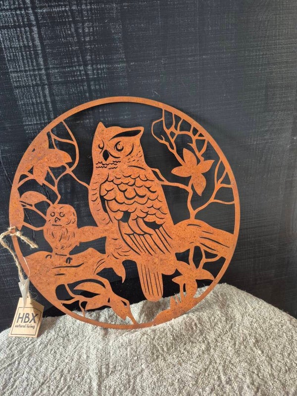 Wanddecoratie uil metaal