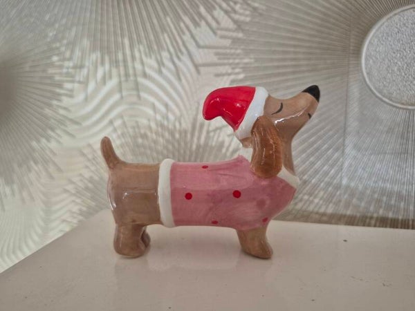 Teckelfiguurtje, kerstdecoratie, Dolomiet, 9,5 cm
