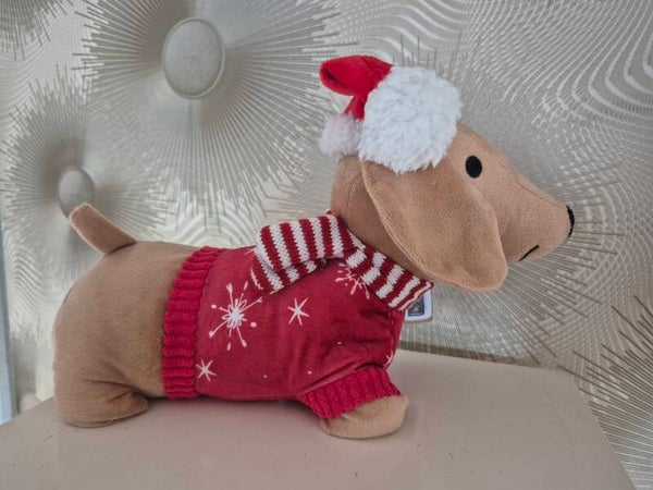 Home & Deco Deurstopper Kerst teckel met kersttrui 30x18x9 cm