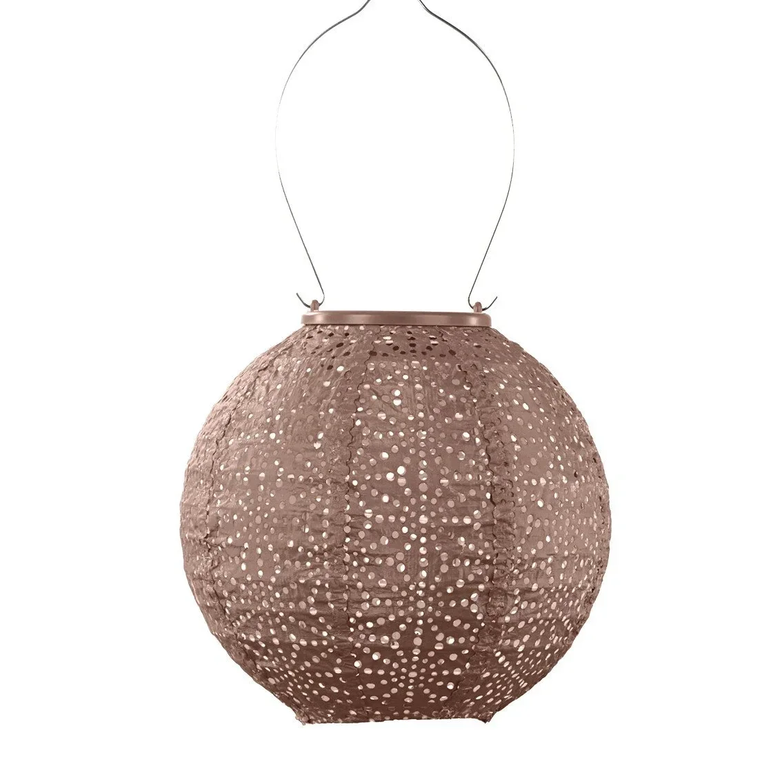 Lumiz Solar Lampion Rond Sashiko - 20cm - Mocha Mousse