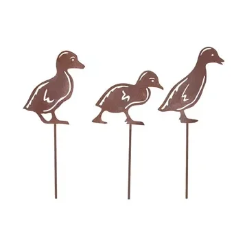 Esschert Design Roest trio tuinsteker eendjes