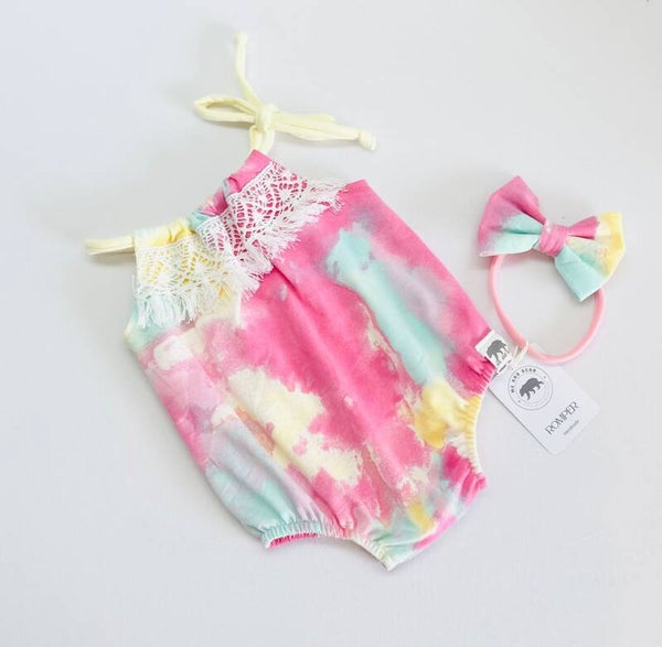 Boho Splash romper + Headband