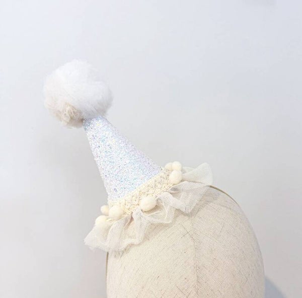 Birthday Hat - Cream and White