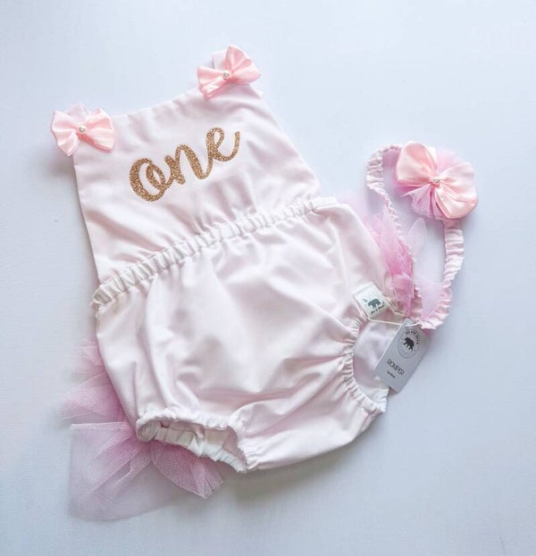 First Birthday Romper + Headband