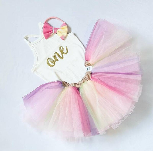 Pastel rainbow birthday outfit girls