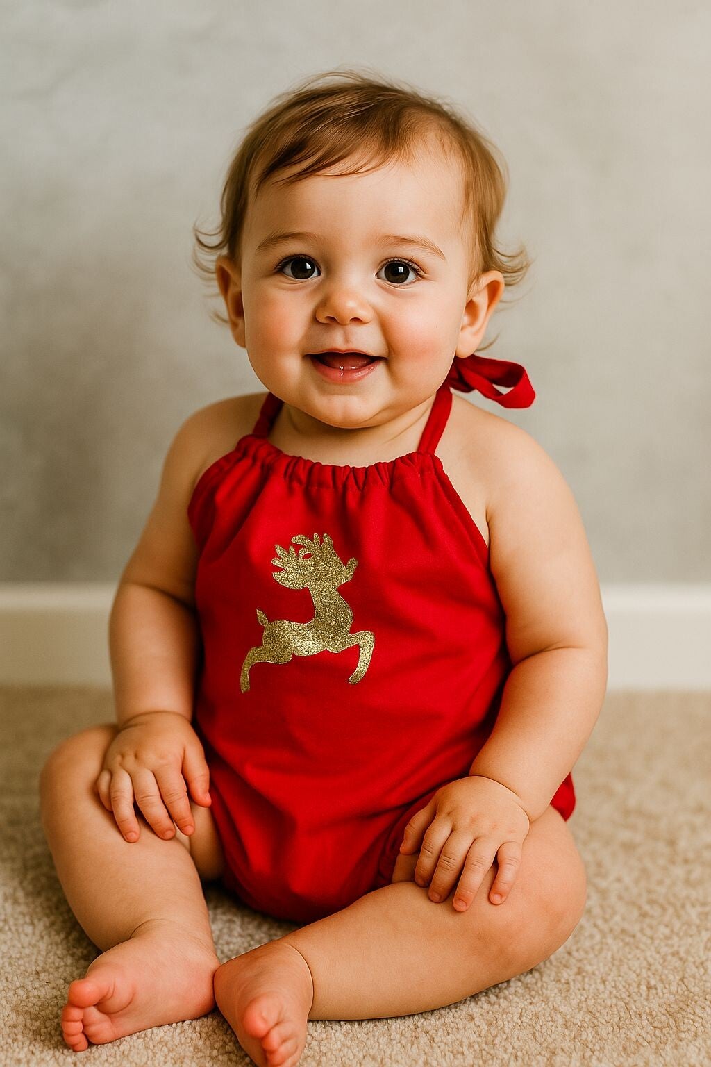Red Reindeer Bubble Romper