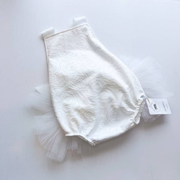 White Rose Ruffle bum romper