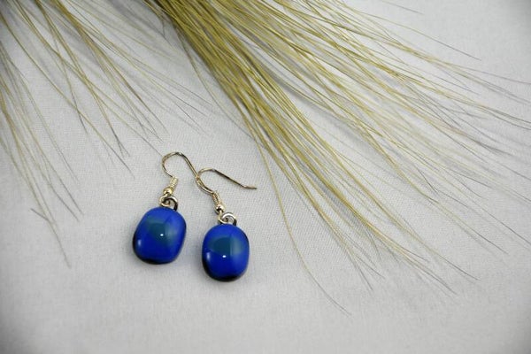 OORBELLEN  BLUE WITH A DOT OF PETROL - BG#22