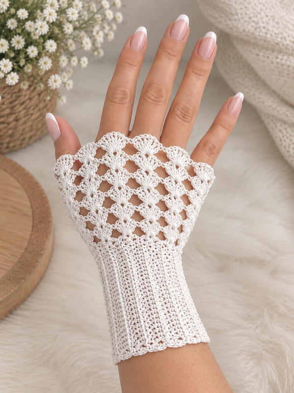 🤍Manchettes Blanches Modèle « Éclat dentelle »