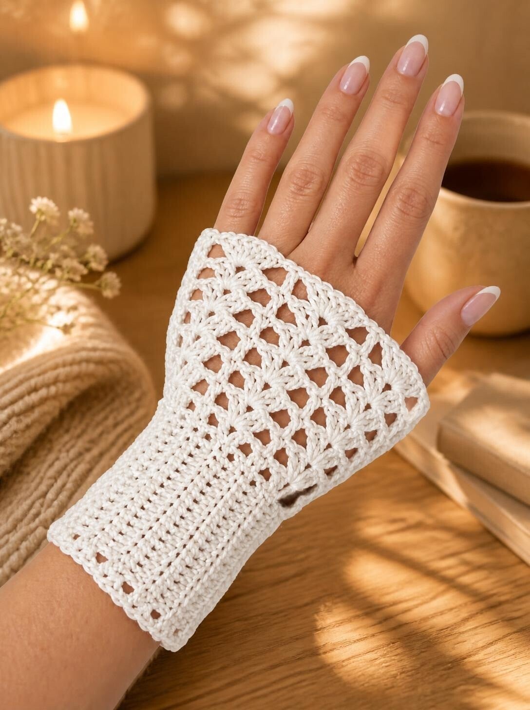 🤍Manchettes Blanches Modèle « Boho Sienna »